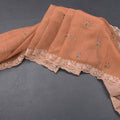 Linen Light Orange Floral Thread Buttas And Thread Border