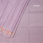 Raw Silk Lilac Purple Zari Stripes Saree And Thread Border