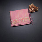 Raw Silk Baby Pink Saree With Zari Stripes And Thread Border