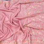Raw Silk Baby Pink Saree With Zari Stripes And Thread Border