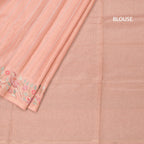 Raw Silk Light Orange Zari Stripes Saree And Thread Border