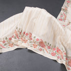 Raw Silk Cream Saree With Zari Stripes And Thread Border