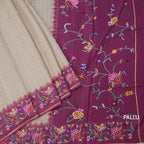 Raw Silk Grey Zari Checked Saree And Thread Border