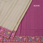 Raw Silk Grey Zari Checked Saree And Thread Border