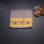 Raw Silk Grey Zari Checked Saree And Thread Border 02