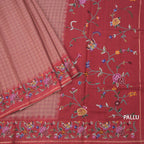 Raw Silk Onion Pink Zari Checked Saree And Thread Border