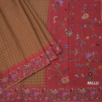 Raw Silk Golden Yellow Zari Checked Saree And Thread Border