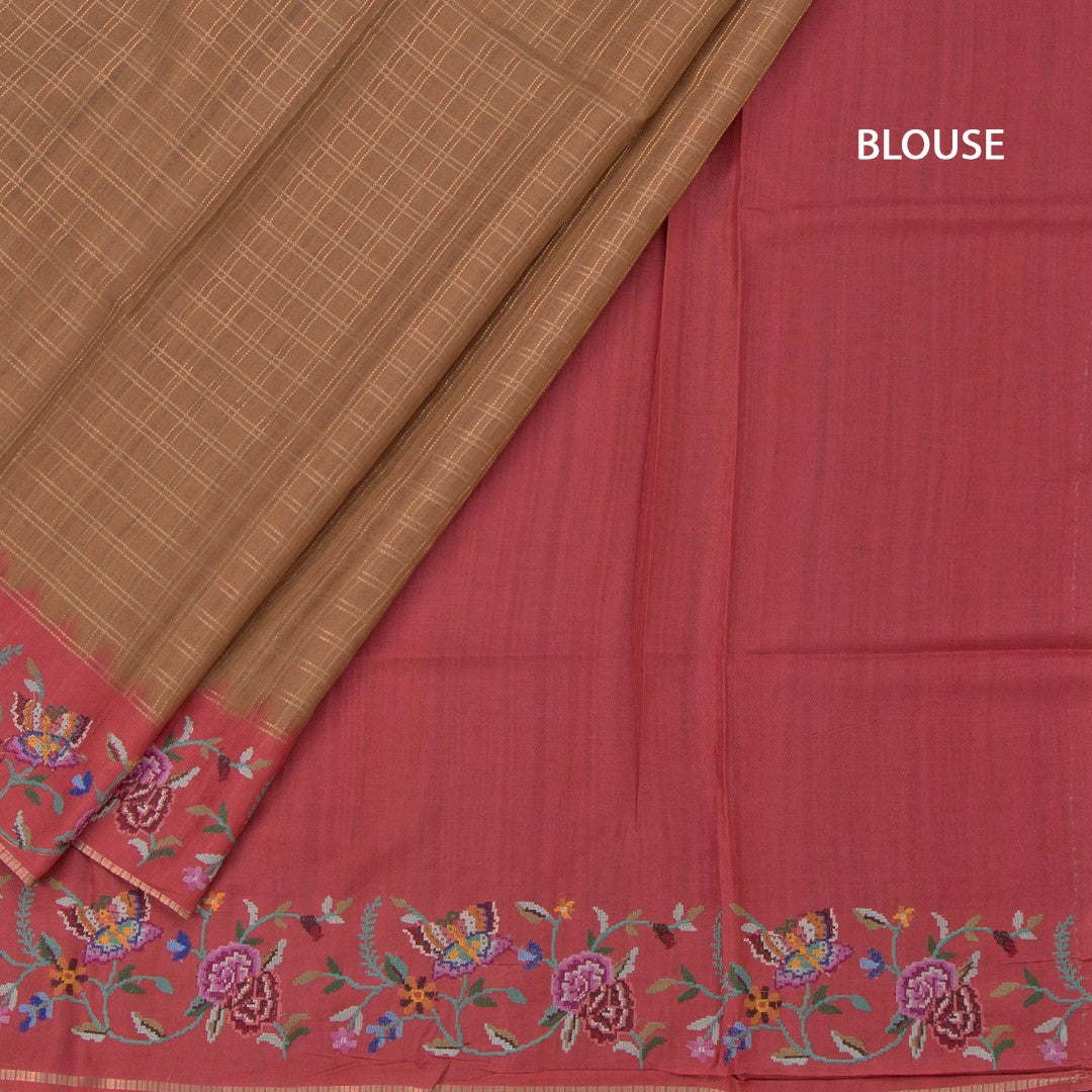 Raw Silk Golden Yellow Zari Checked Saree And Thread Border