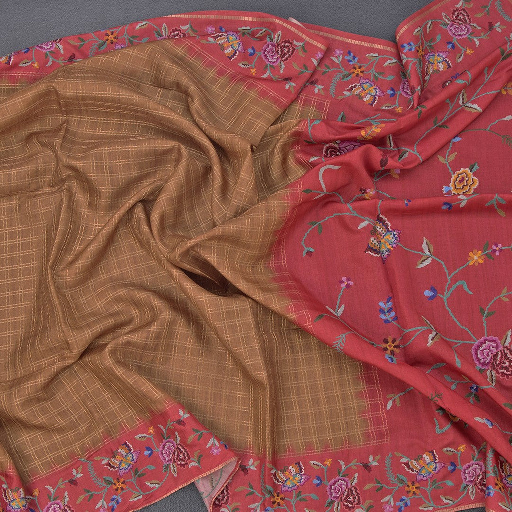 Raw Silk Golden Yellow Zari Checked Saree And Thread Border