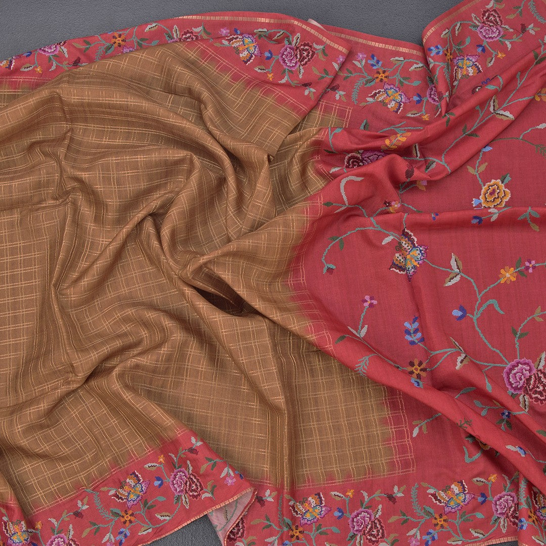 Raw Silk Golden Yellow Zari Checked Saree And Thread Border