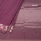 Raw Silk Maroon Zari Stripes Saree And Thread Border
