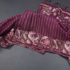 Raw Silk Maroon Zari Stripes Saree And Thread Border