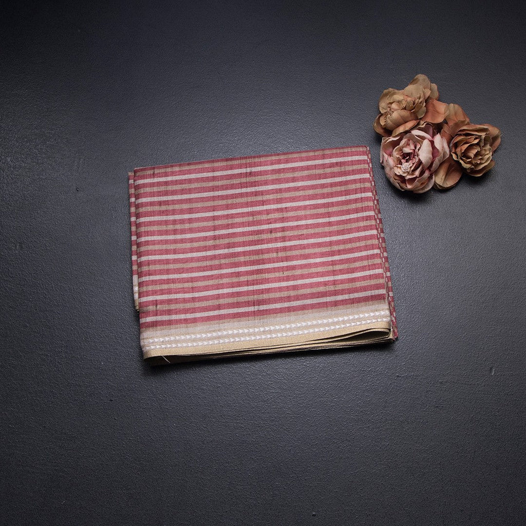 Semi Raw Silk Multi Colour Printed Striped Saree