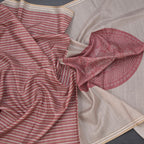 Semi Raw Silk Multi Colour Printed Striped Saree