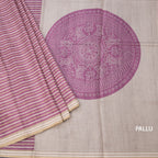 Semi Raw Silk Multi Colour Printed Striped Saree 03