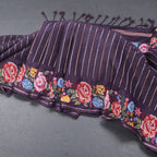 Raw Silk Dark Purple Zari Stripes Saree And Thread Border