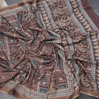 Raw Silk Brown Printed Saree