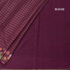 Raw Silk Dark Maroon Zari Checked Saree And Thread Border