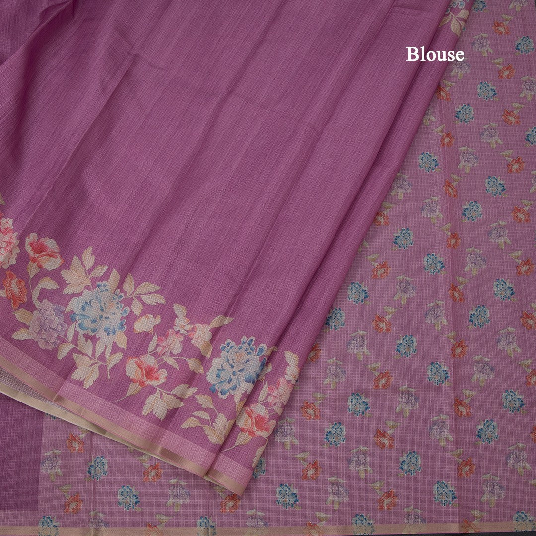 Kota Thulian Pink Floral Printed Saree