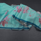 Kota Aqua Blue Floral Printed Saree
