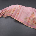 Semi Linen Light Pink Leaf Printed Saree