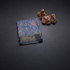 Semi Raw Silk Pigeon Blue Floral Printed Saree