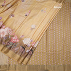 Semi Raw Silk Golden Yellow Floral Printed Saree