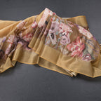 Semi Raw Silk Golden Yellow Floral Printed Saree