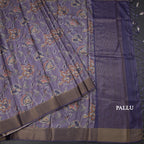 Semi Raw Silk Purple Floral Printed Saree
