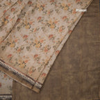 Semi Linen Mustard Floral Printed Saree