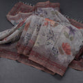 Semi Linen Grey Floral Printed Saree 06