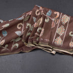 Semi Raw Silk Brown Printed Saree With Floral Creeper Design