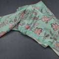 Semi Raw Silk Mint Green Printed Saree With Floral Creeper Design