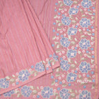 Raw Silk Pink Saree With Zari Stripes And Thread Border