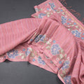 Raw Silk Pink Saree With Zari Stripes And Thread Border