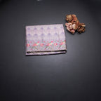 Raw Silk Lavender Printed Saree With Thread Border
