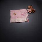 Satin Silk Peach Floral Printed Saree