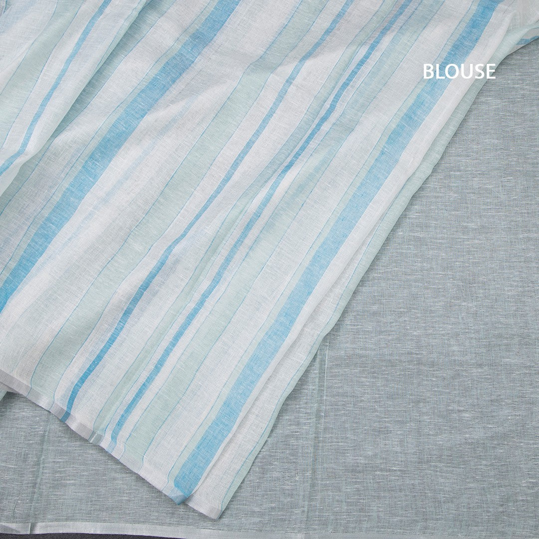 Linen Multi Colour Borderless Saree With Stripes Design