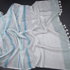 Linen Multi Colour Borderless Saree With Stripes Design