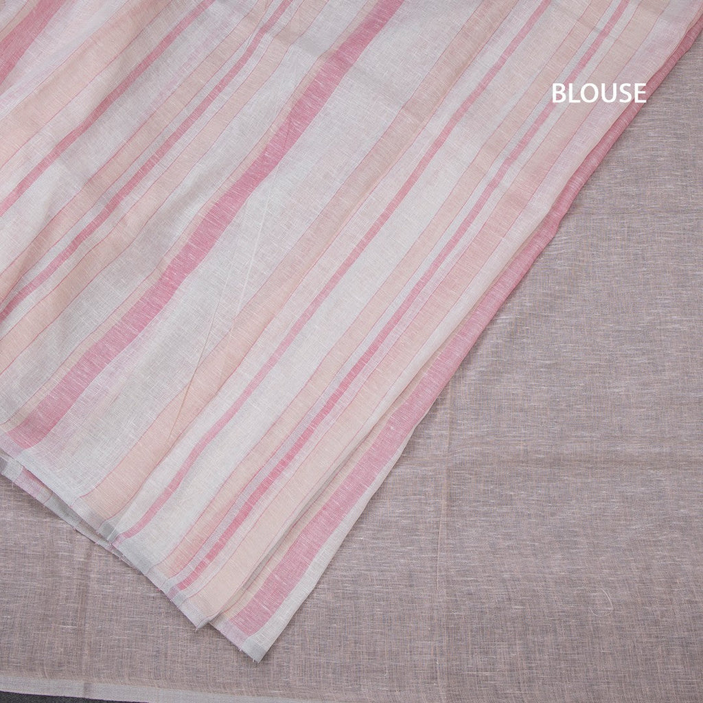 Linen Multi Colour Borderless Saree With Stripes Design 02