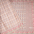 Raw Silk Light Brown Printed Saree With Thread Border