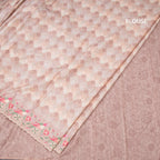 Raw Silk Light Brown Printed Saree With Thread Border