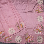 Raw Silk Onion Pink Saree With Thread Buttas And Cut Work Border