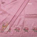 Raw Silk Onion Pink Saree With Thread Buttas And Cut Work Border