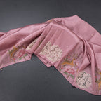 Raw Silk Onion Pink Saree With Thread Buttas And Cut Work Border