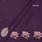 Raw Silk Dark Purple Saree With Thread Buttas And Cut Work Border