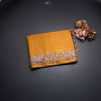Raw Silk Mustard Yellow Zari Checked Saree And Thread Border