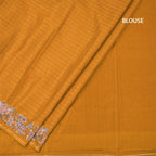Raw Silk Mustard Yellow Zari Checked Saree And Thread Border