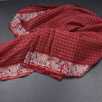 Raw Silk Maroon Zari Checked Saree And Thread Border