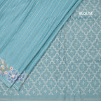 Raw Silk Sky Blue Zari Stripes Saree With Thread Border